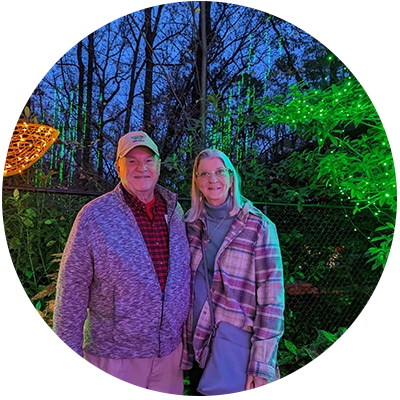 Couple at holiday lights